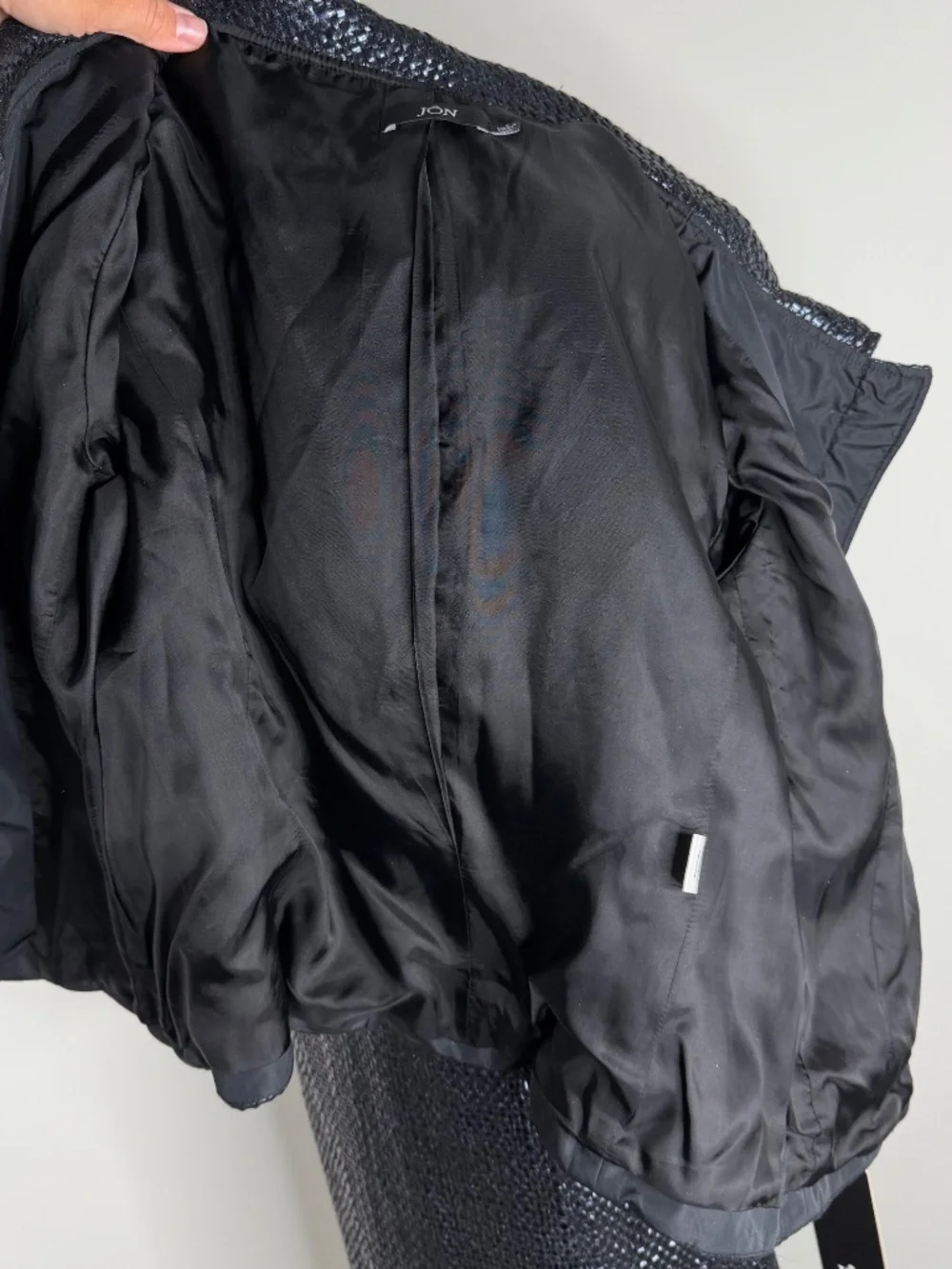 NWT Jon Teri Jon Sports Metallic SHine Black Tweed Blazer Skirt Suit 8